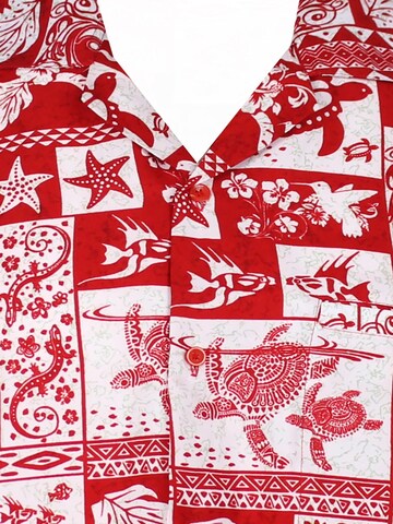King Kameha Shirt 'Puzzle' in Rot