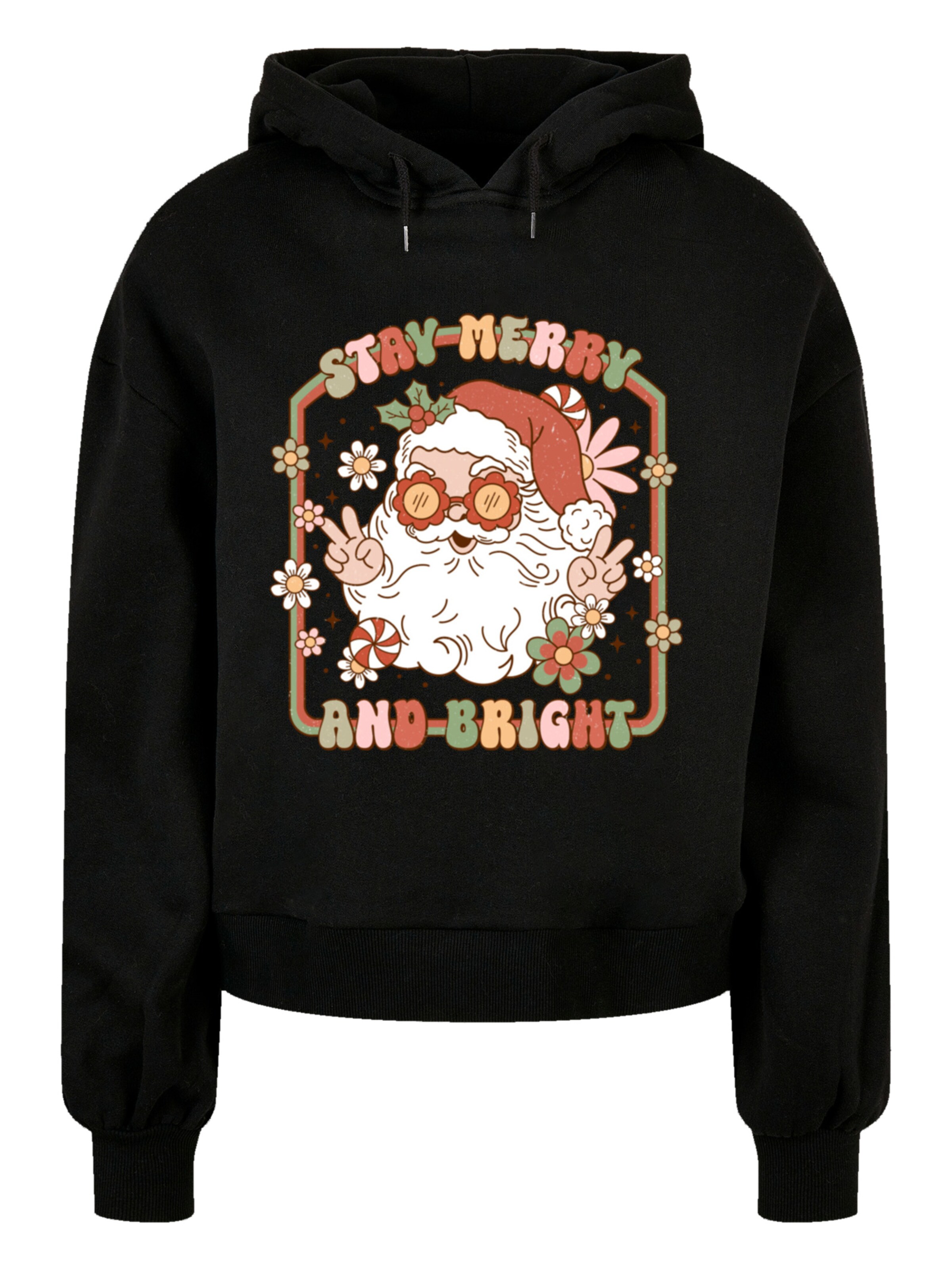 F4NT4STIC Sweatshirt 'Stay Merry And Bright Hippie Santa' in Black: front