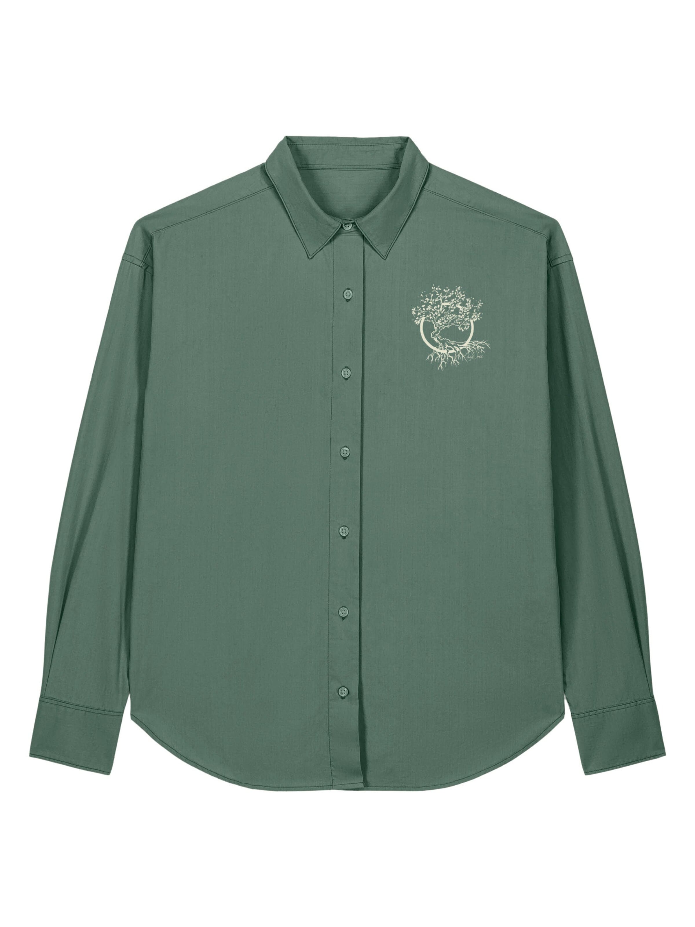 Life-Tree Shirt 'Olive' in Grün: Vorderseite