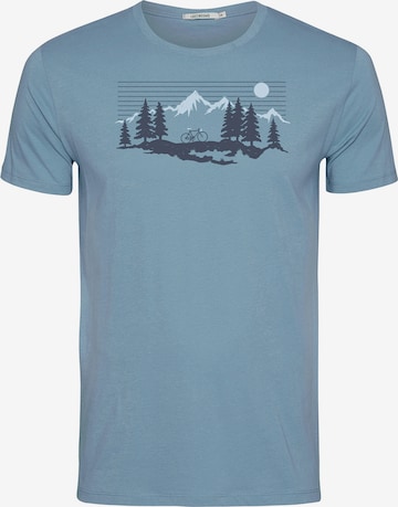 Maglietta 'Bike Mountain Pines' di GREENBOMB in blu: frontale