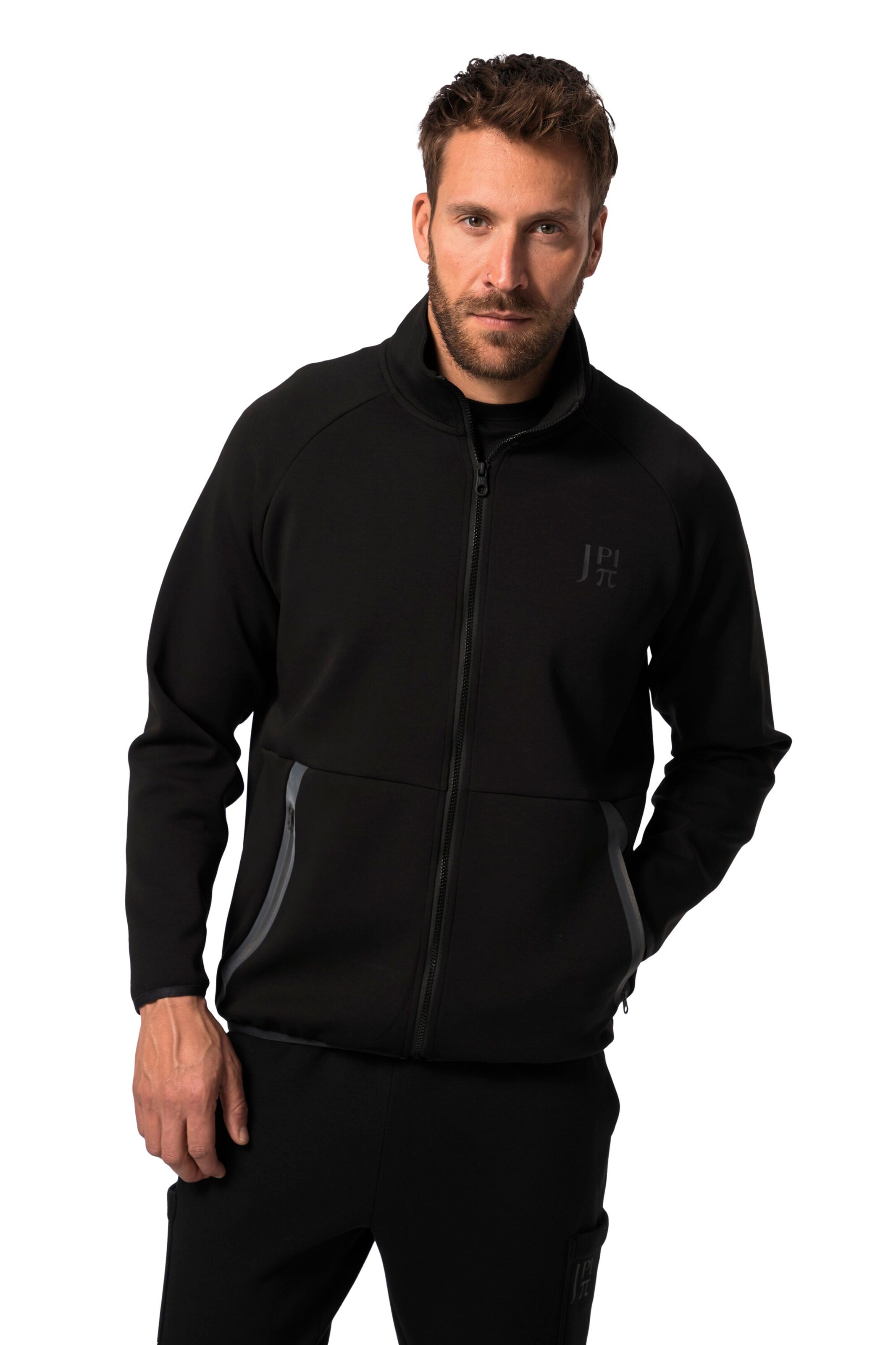 JAY-PI Zip-Up Hoodie in Black: front