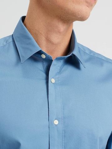 WE Fashion Slim fit Button Up Shirt in Blue