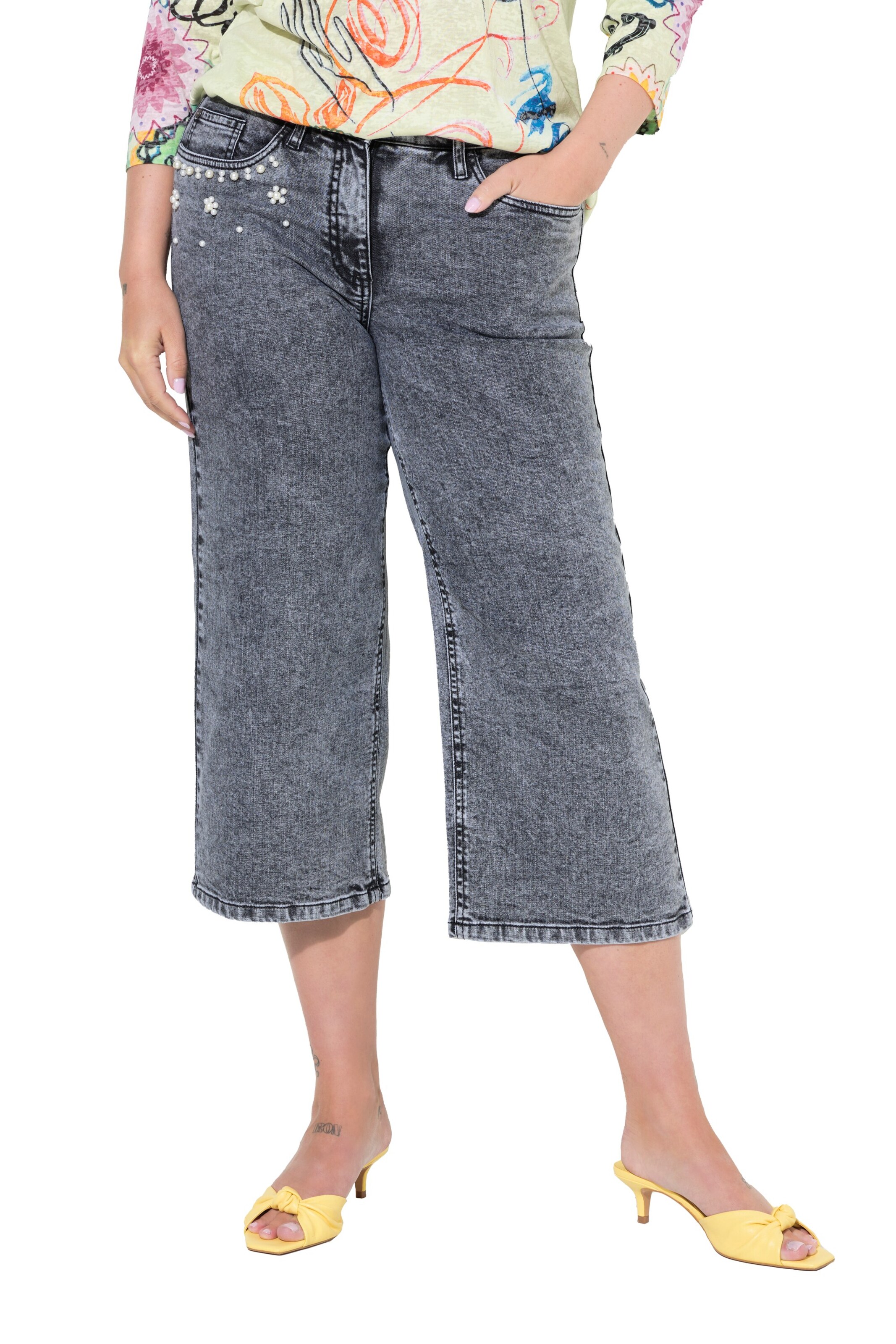 MIAMODA Wide leg Jeans in Grey: front