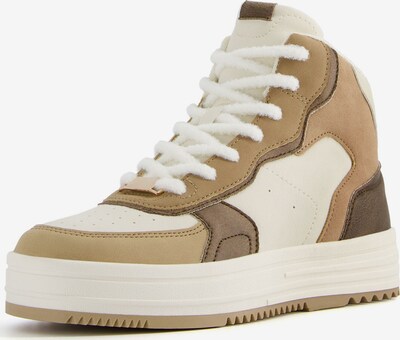 Bershka Sneaker high i beige / brun / lysebrun / hvid, Produktvisning