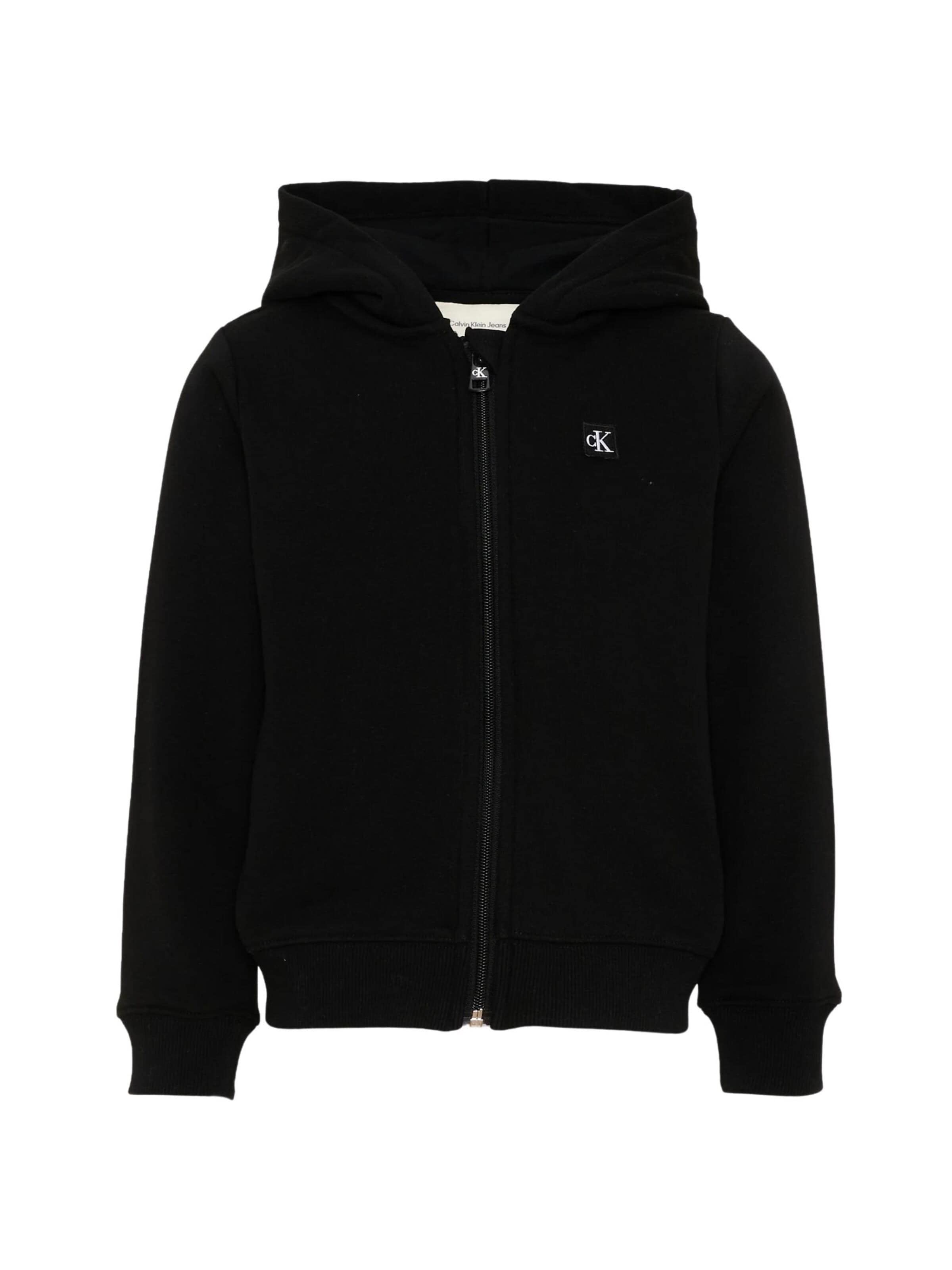 Calvin Klein Kids Sweatjacka 'MINI BADGE ZIP THROUGH' i svart: framsida