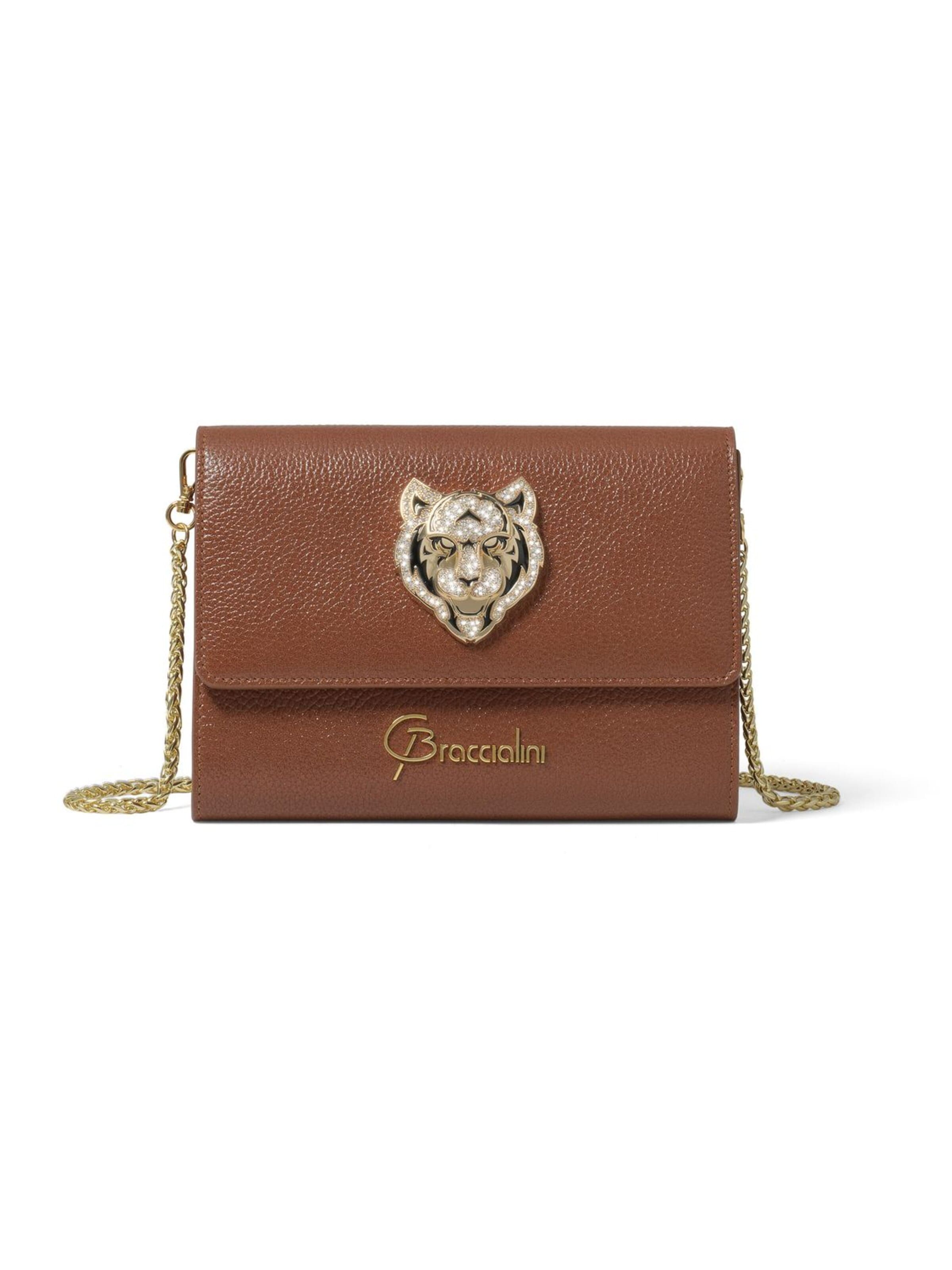 Braccialini - Bolso de noche 'Lady Tigre' en marrón: frente