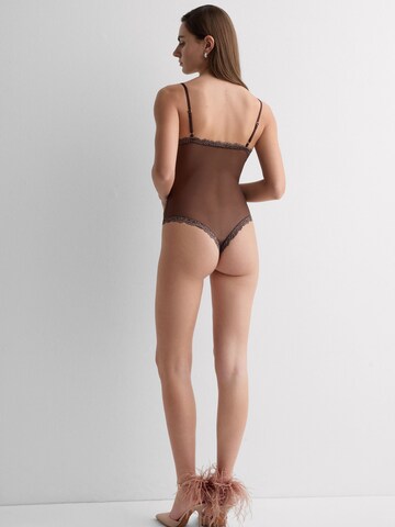 INTIMISSIMI Bodysuit 'Pretty Flowers' in Brown