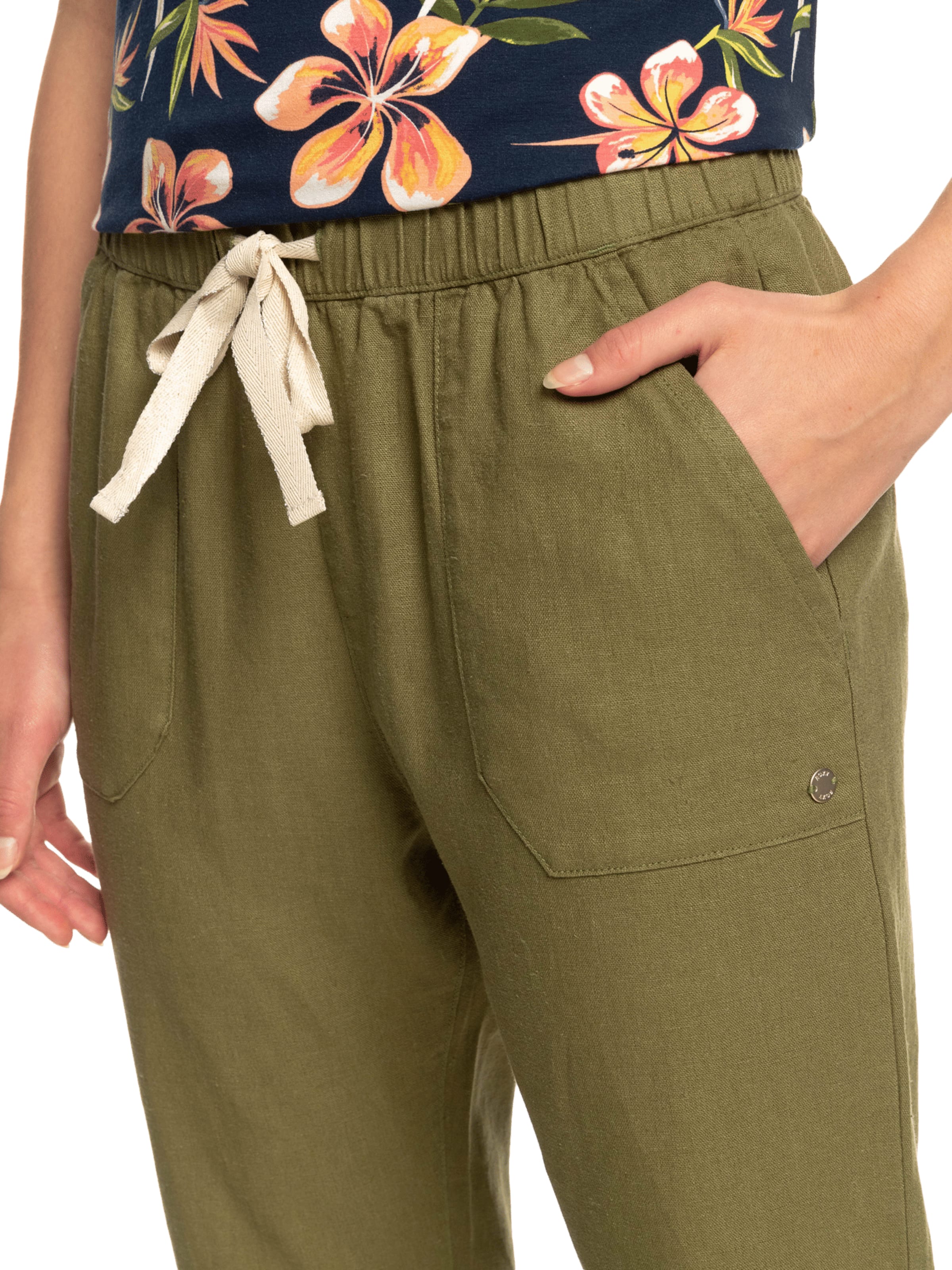 ROXY Regular Pants 'On The Seashore' in Green