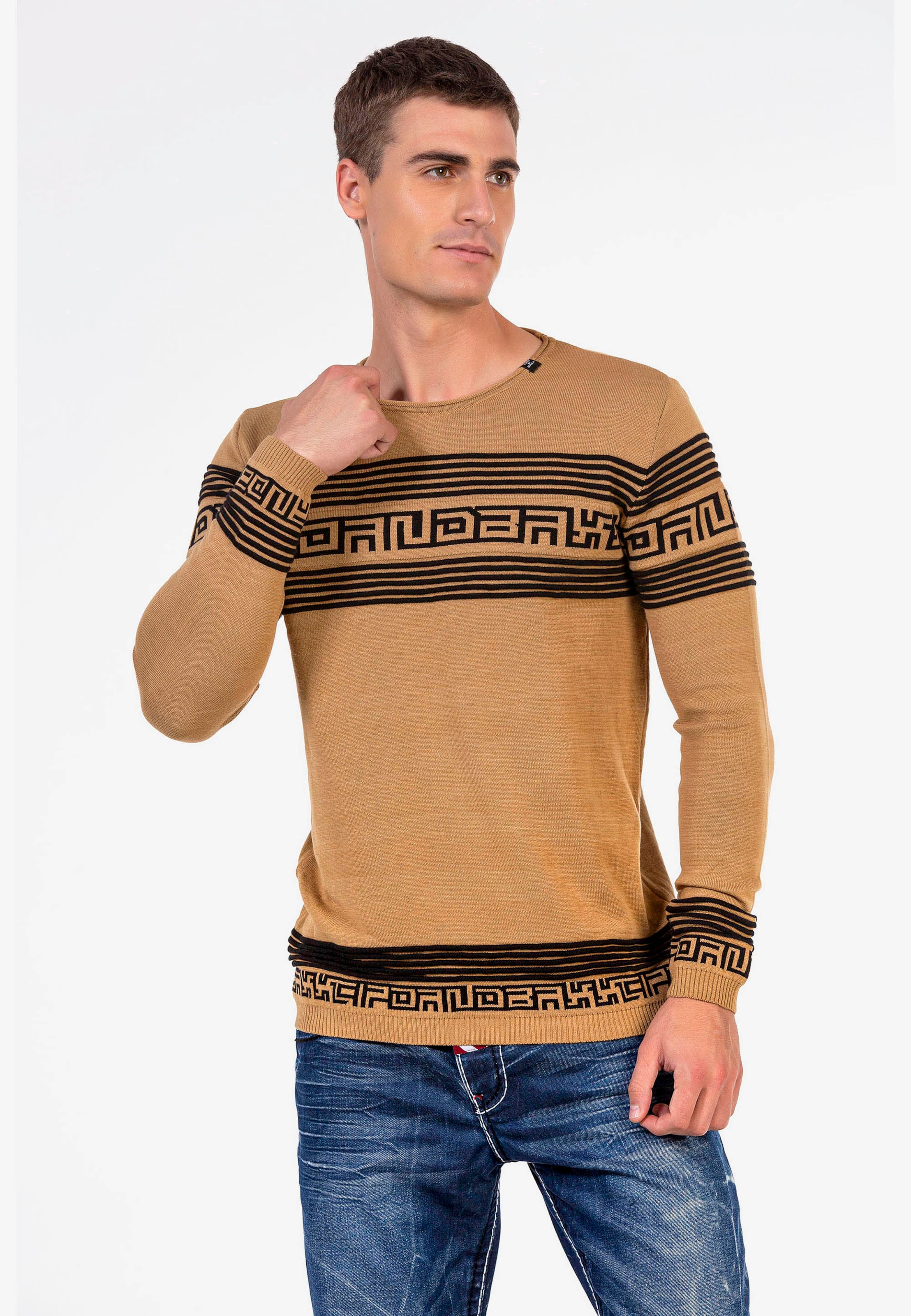 Männer Pullover & Strick CIPO & BAXX Strickpullover in Dunkelbraun - LR81782 Männer Pullover & Strick CIPO & BAXX Strickpullover in Dunkelbraun - LR81782