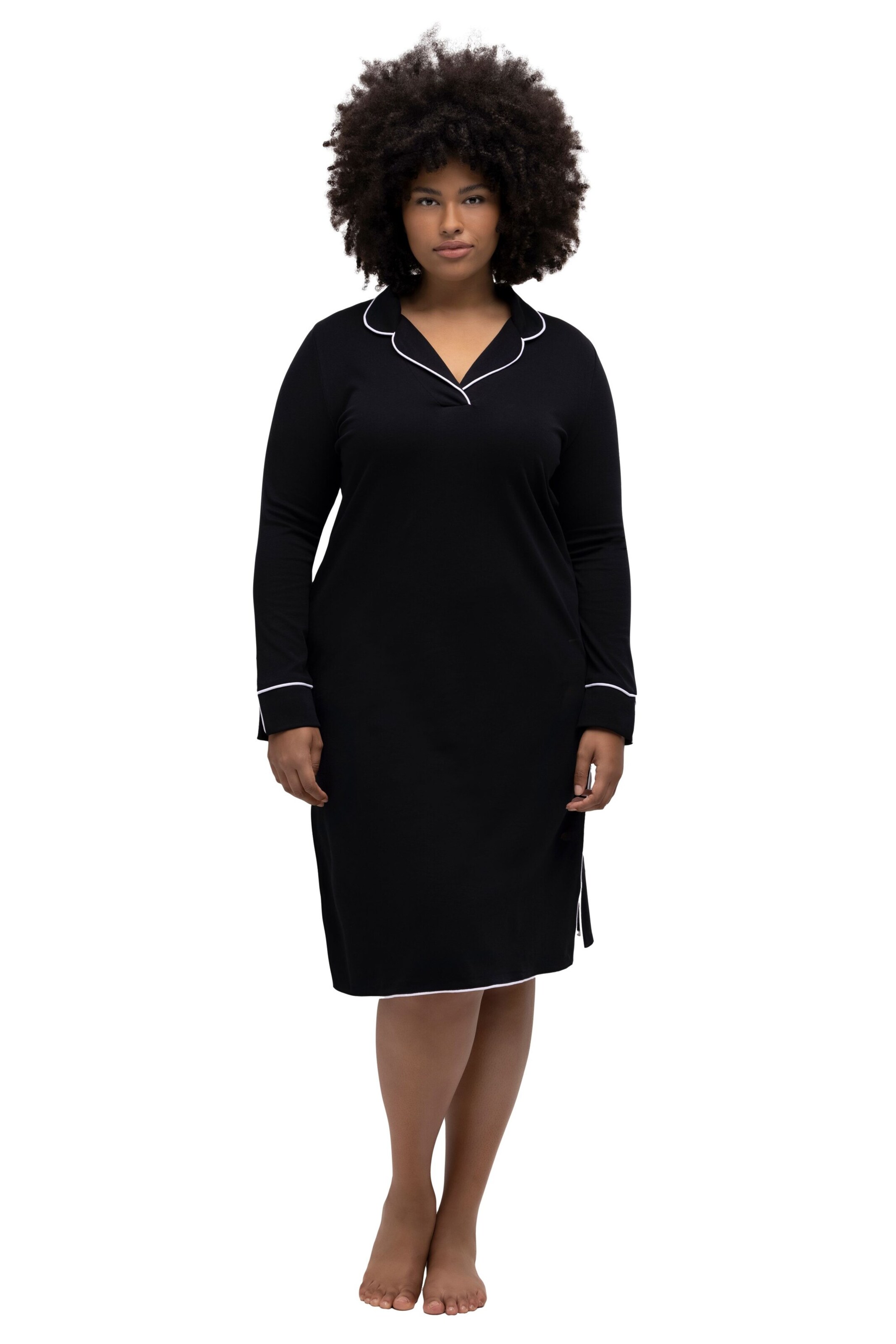 Ulla Popken Nachthemd in Zwart: voorkant