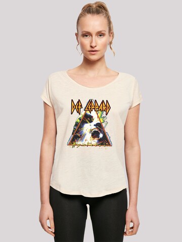 F4NT4STIC Shirt 'Def Leppard Hysteria' in Beige: voorkant