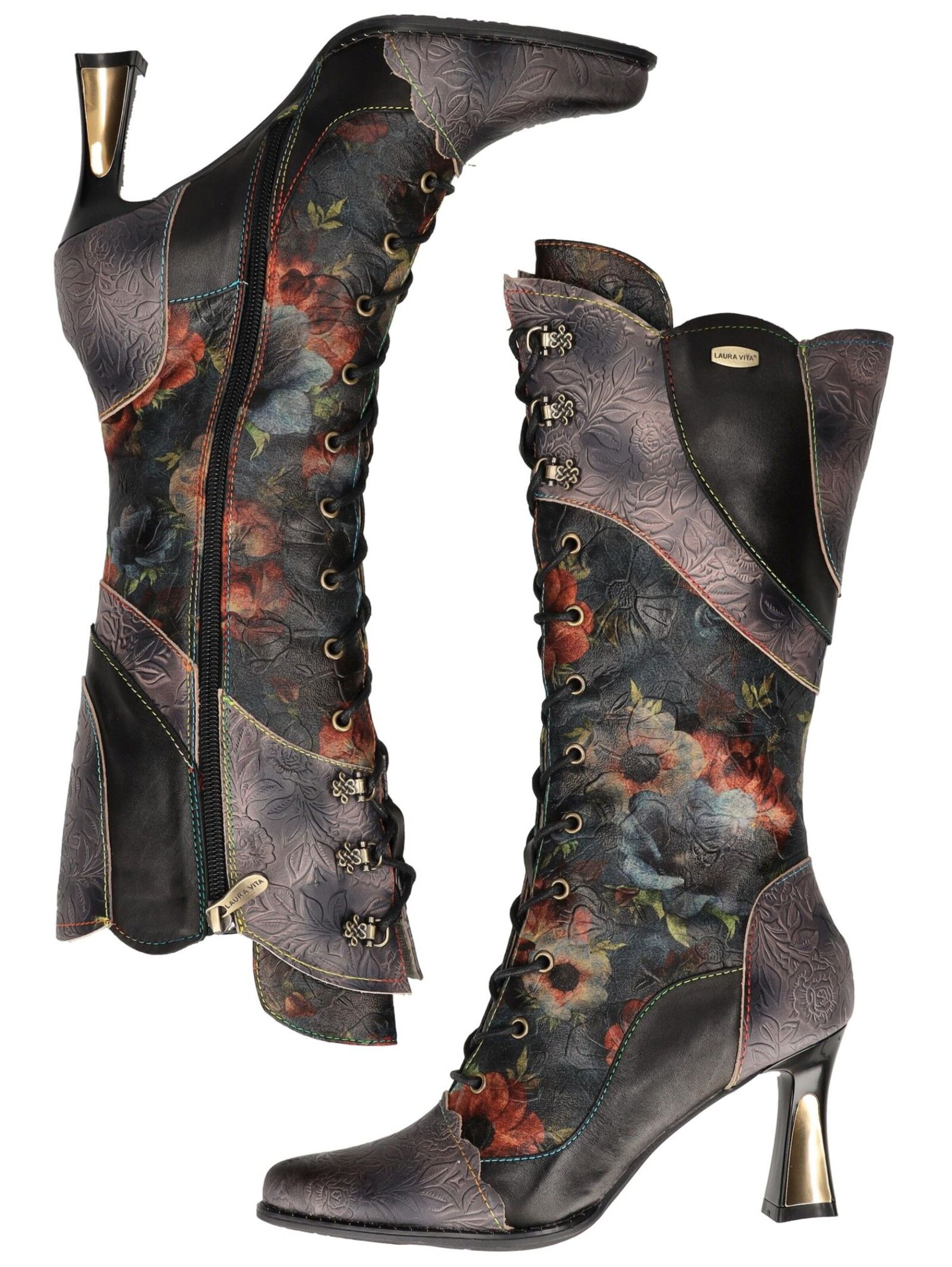 Laura Vita Lace-Up Boots in Black