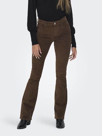 évasé Pantalon ONLY en marron : devant