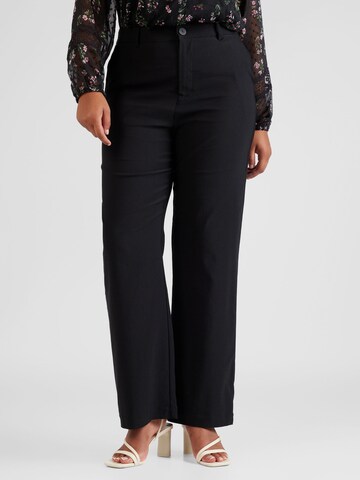 ONLY Carmakoma Wide leg Broek 'LILA' in Zwart: voorkant