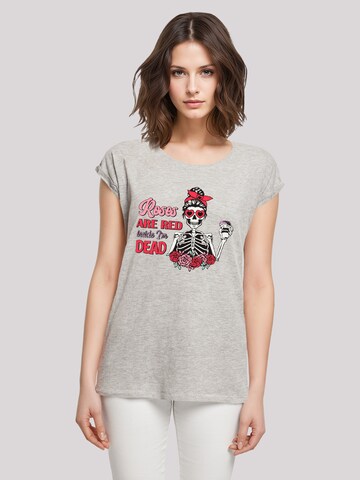 T-shirt 'Anti Valentinstag Roses are red' F4NT4STIC en gris : devant