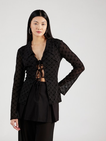 Oval Square Blouse 'Fierce' in Zwart: voorkant