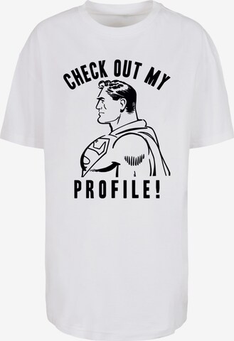 T-shirt oversize 'Superman Check Out My Profile' F4NT4STIC en blanc : devant