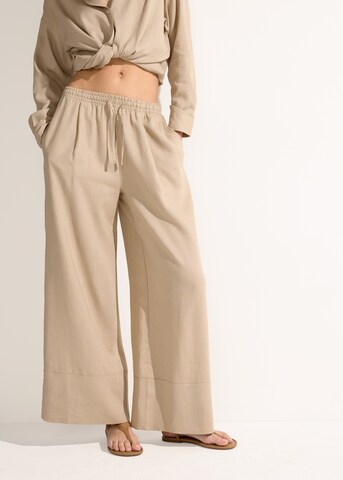 CALZEDONIA Wide leg Pants 'Palazzo' in Beige