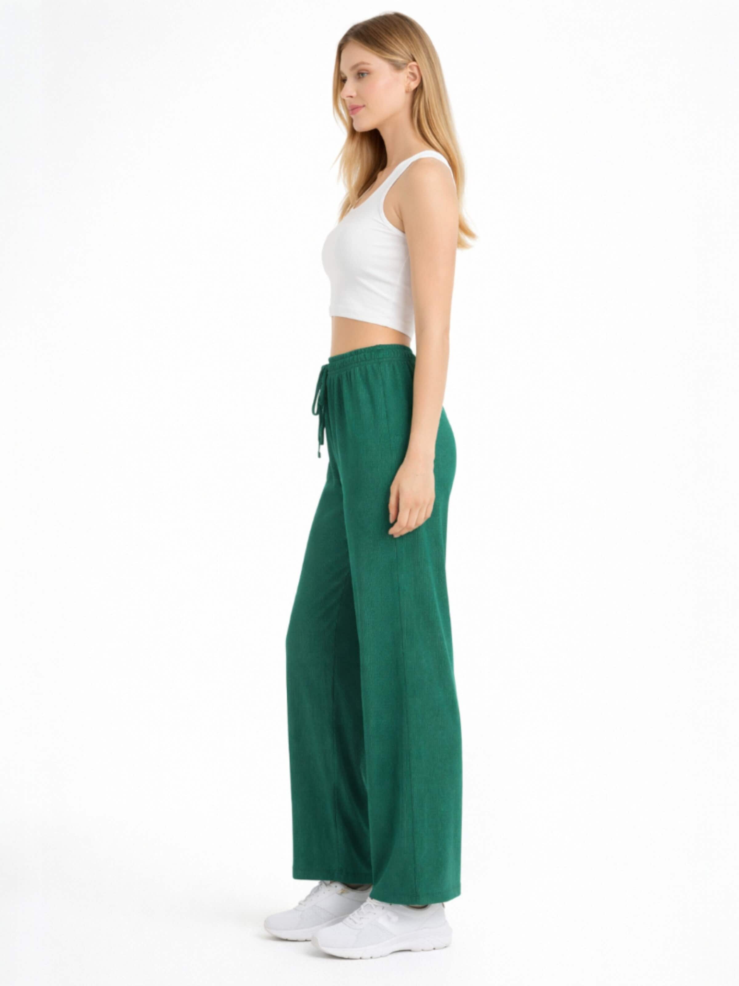 Wide Leg Pantalon 'FLORYN – Palazzohose Crinkle' fashionshowcase en vert