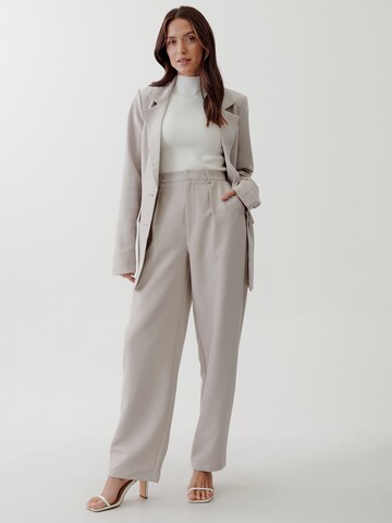 Tussah Wide leg Pleat-front trousers 'ANGELA' in Grey