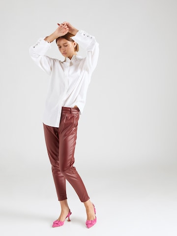 ONLY Slim fit Pleat-Front Pants 'POPTRASH' in Brown