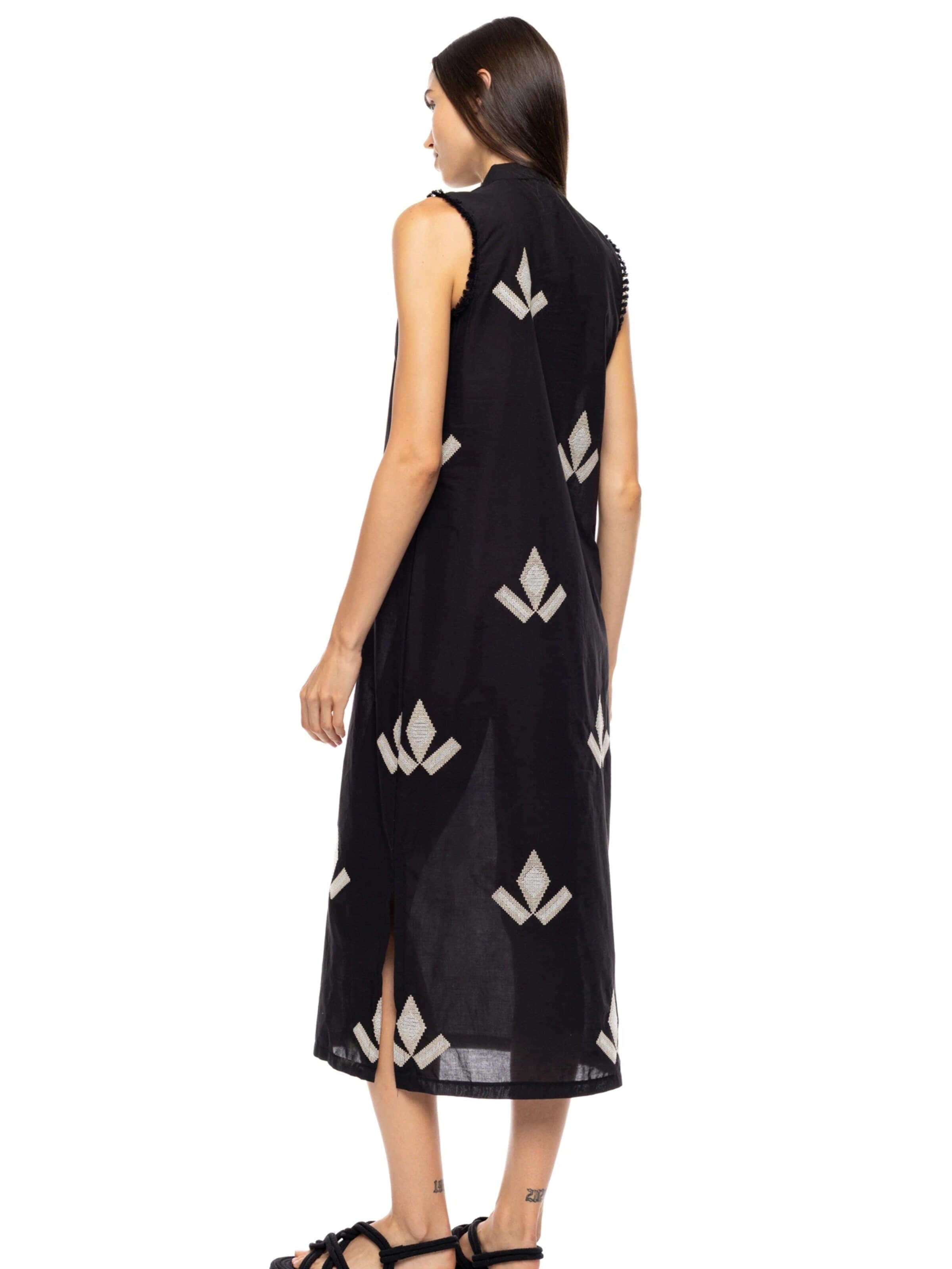 Pink Label - Vestido de verano 'BEACHWEAR MAROCCO EMBRODERY' en negro