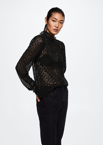 MANGO Blouse 'guipur' in Zwart: voorkant