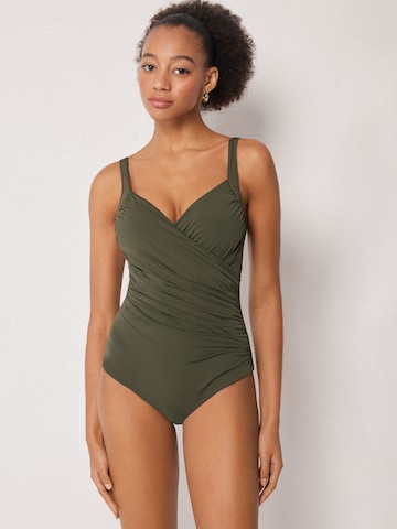 CALZEDONIA Bralette Swimsuit 'Elegant Draping' in Green: front