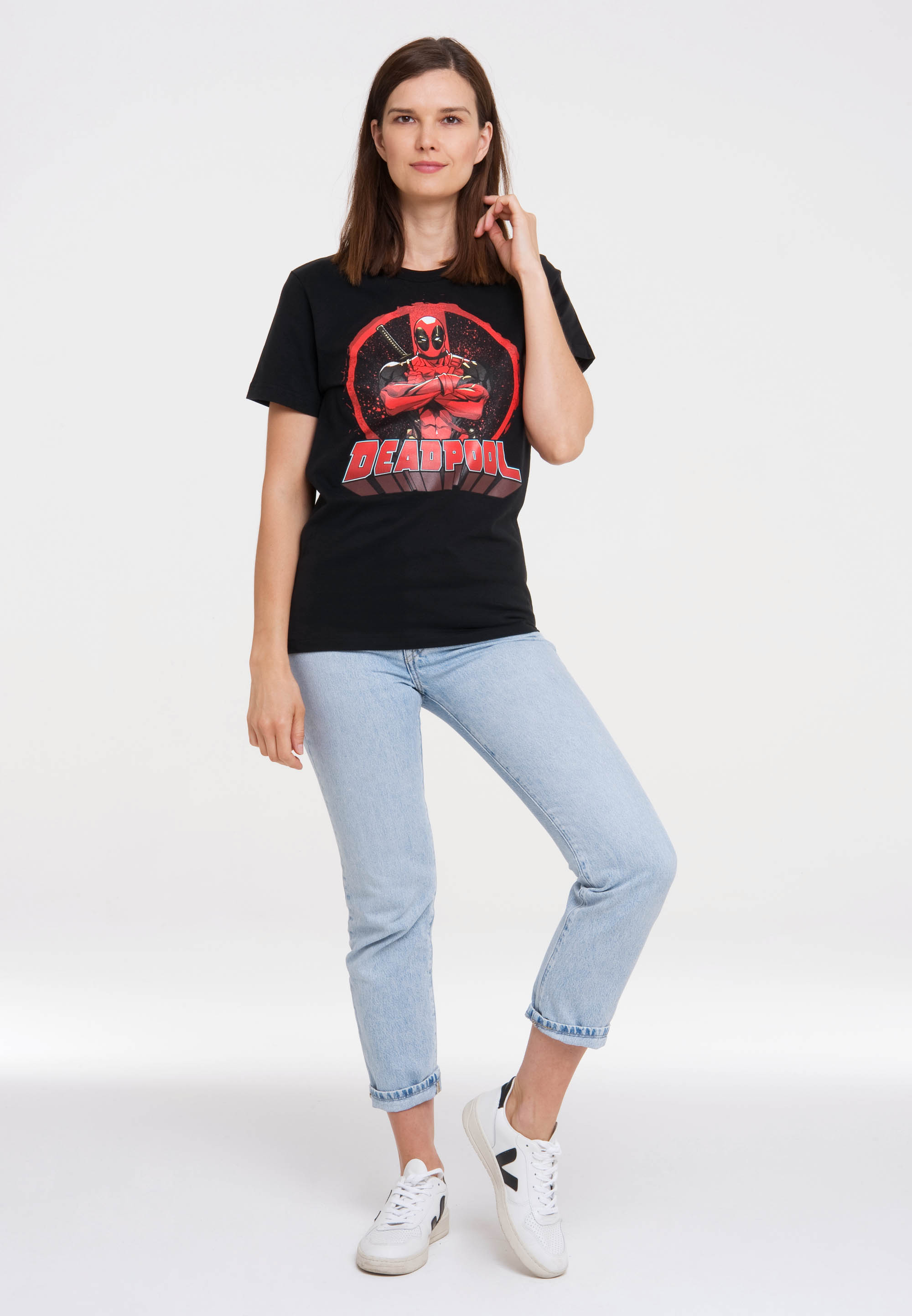 LOGOSHIRT T-Shirt Deadpool - Circle in Schwarz 