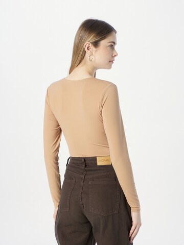 Abercrombie & Fitch Shirt bodysuit 'LS SLINKY RUCHED WRAP BODYSUIT' in Brown