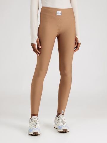 Eivy Skinny Workout Pants 'Icecold' in Brown: front