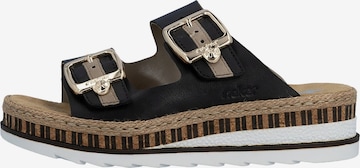Rieker Klapki 'Montreux-Sandalen aus Leder mit Keilabsatz' w kolorze czarny: przód