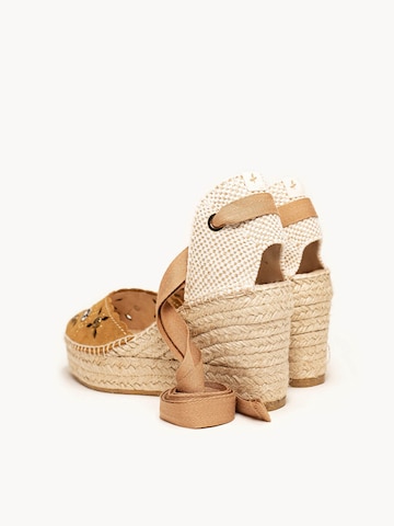 Sandalo 'Alpargata Cuña 8 cm' di Alhamas in beige
