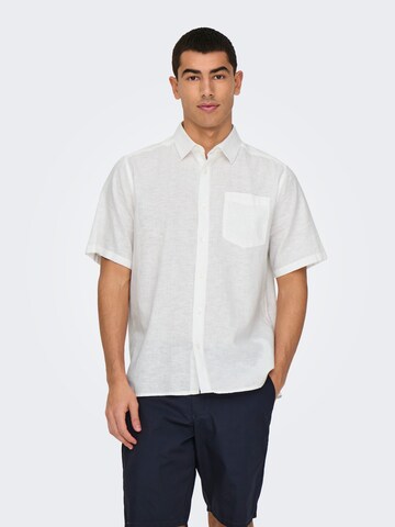 Only & Sons Regular fit Button Up Shirt 'ONSCaiden' in White: front