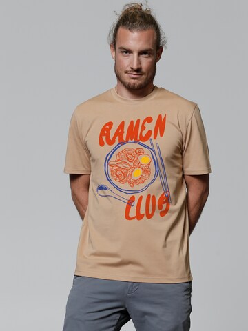 Watapparel Shirt 'Ramen Club' in Beige: voorkant