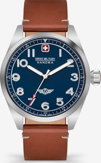 SWISS MILITARY HANOWA Analoog horloge 'FALCON' in de kleur Blauw / Bruin / Zilver, Productweergave