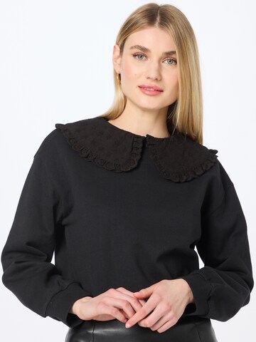 Dorothy Perkins Sweatshirt 'Broderie' in Zwart: voorkant