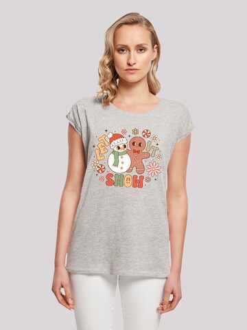 T-shirt 'Let It Snow Groovy Christmas Gingerbread' F4NT4STIC en gris : devant