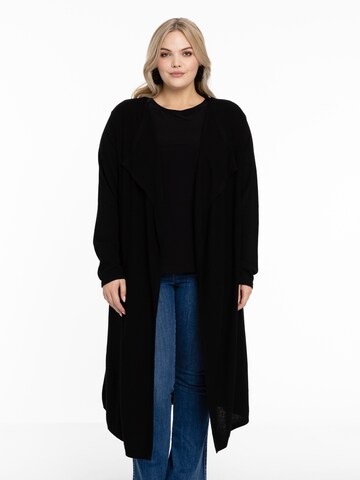 Yoek Knit Cardigan in Black: front