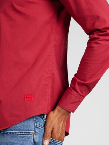 HUGO Slim fit Button Up Shirt 'Ermo' in Red