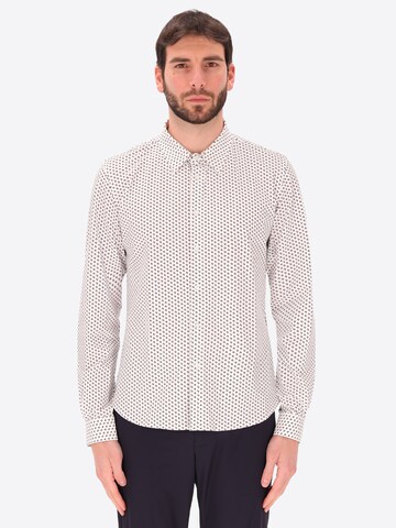 Distretto12 Regular fit Overhemd 'Signa' in Beige: voorkant