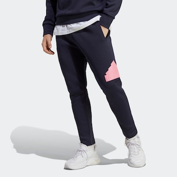 ADIDAS SPORTSWEAR Tapered Sportbroek 'Future Icons Badge Of Sport' in Blauw: voorkant