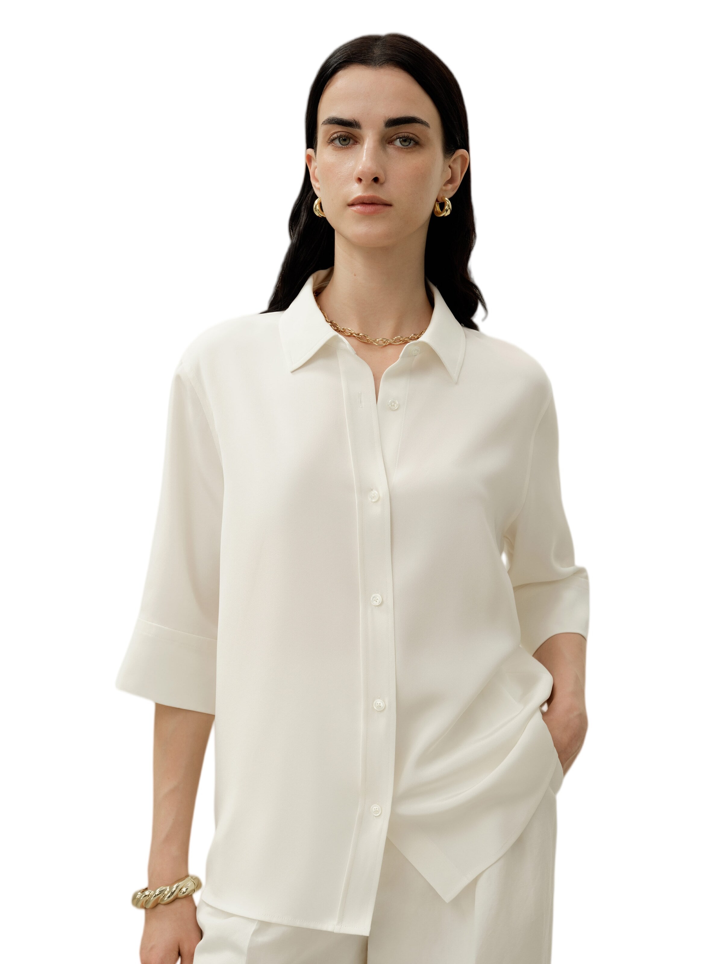 Lilysilk Blouse in White: front