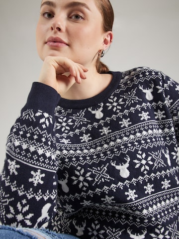 ONLY Carmakoma Pullover 'CARXMAS WINTER' in Blau