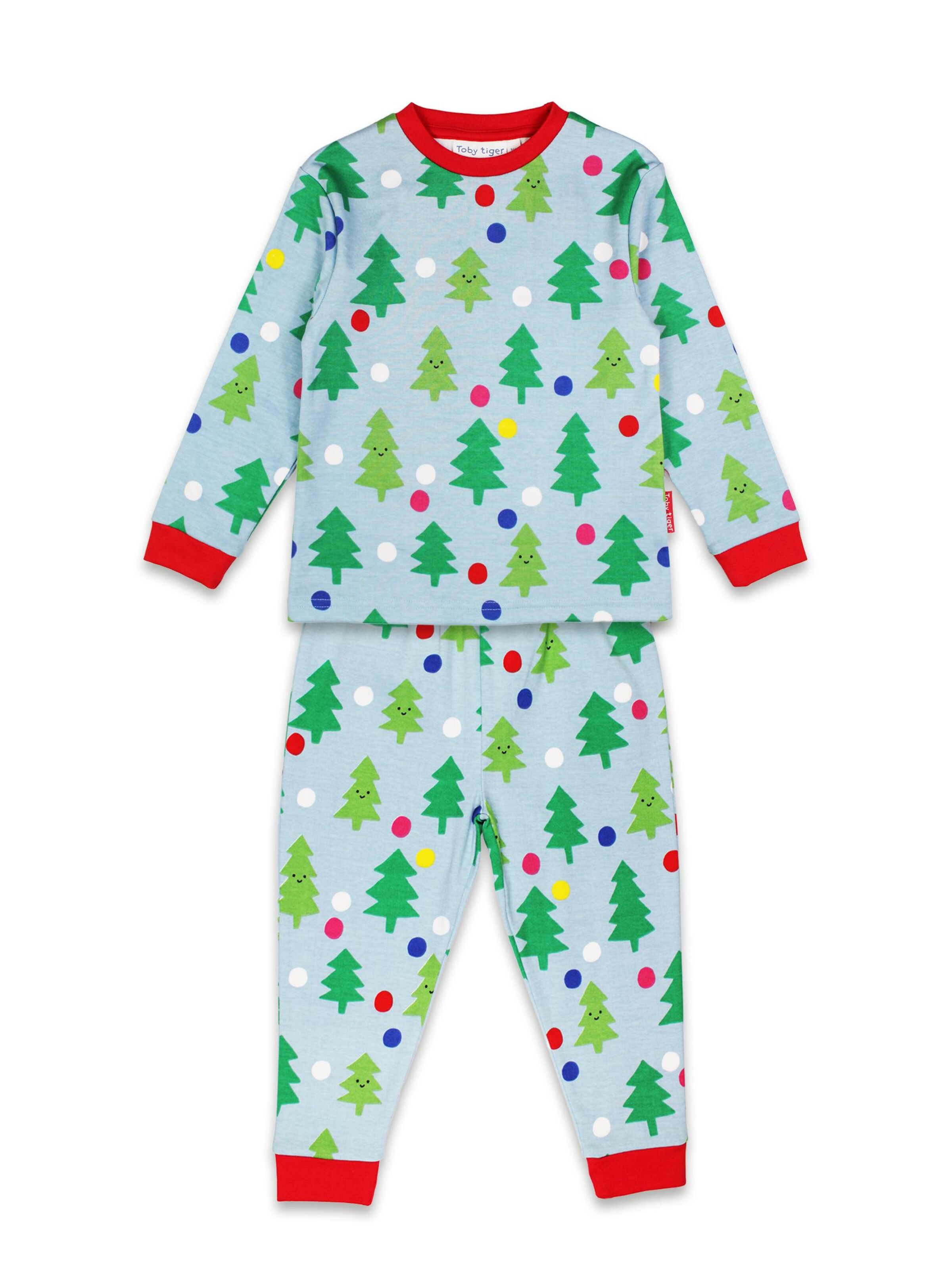 Toby Tiger Pajamas 'Weihnachtsbaum' in Blue: front