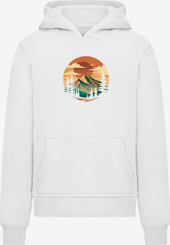 F4NT4STIC Sweatshirt 'Sonnenuntergang Berglandschaft' in Weiß: Vorderseite