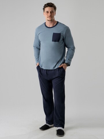 PANTONECLO Pajamas long 'Pantoneclo Men’s Night Wear Long Set' in Blue