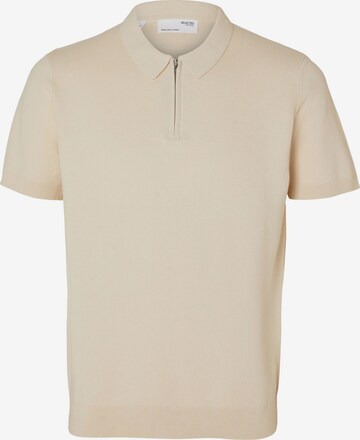 T-Shirt SELECTED HOMME en beige : devant