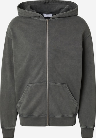 DAN FOX APPAREL Кофта на молнии 'Essential' в Серый: спереди
