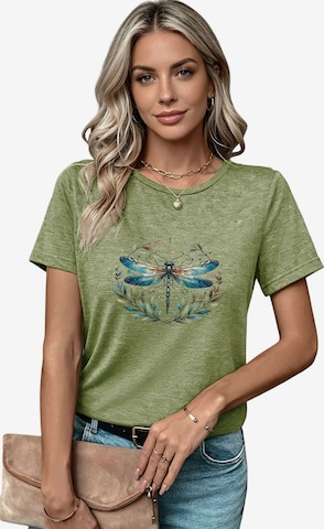 GORHEY Shirt 'Women's Summer Casual Color T-Shirt with Dragonfly Print' in Grün: Vorderseite